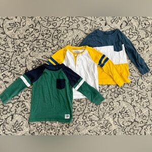 OshKosh B'gosh Green, Yellow, and Gray Long Sleeve Tees